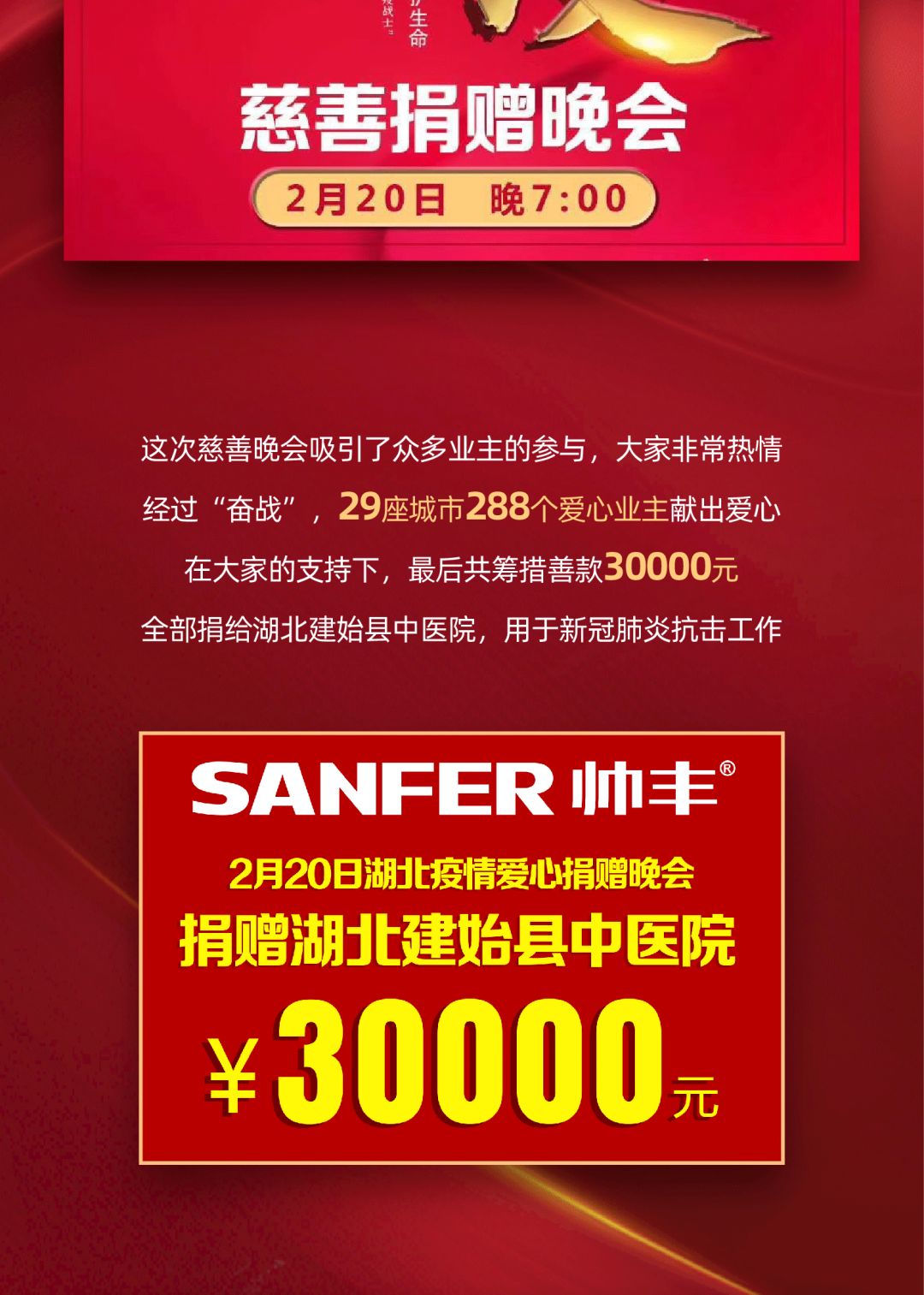 湖北經(jīng)銷商在行動，聯(lián)手業(yè)主為家鄉(xiāng)獻愛心